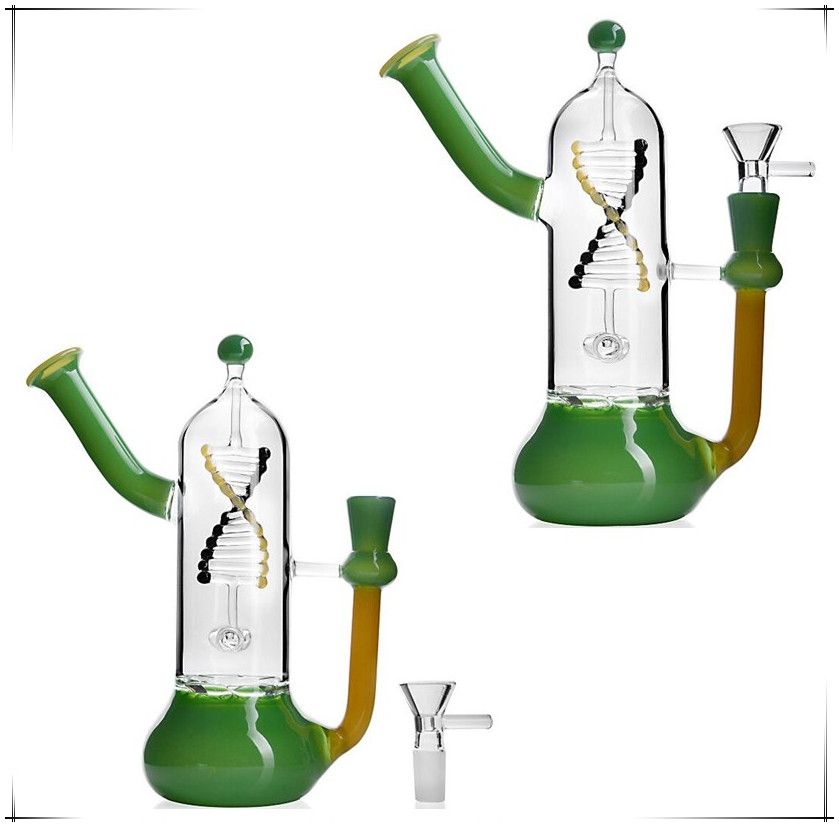 2019 New Dab Rig Green Cylindrical Water Hood, DNA Like Spiral Filter