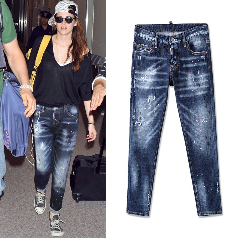 Da Donna con effetto invecchiato destroyed RIP Ricamo Stretch Skinny Fit Denim Jeans