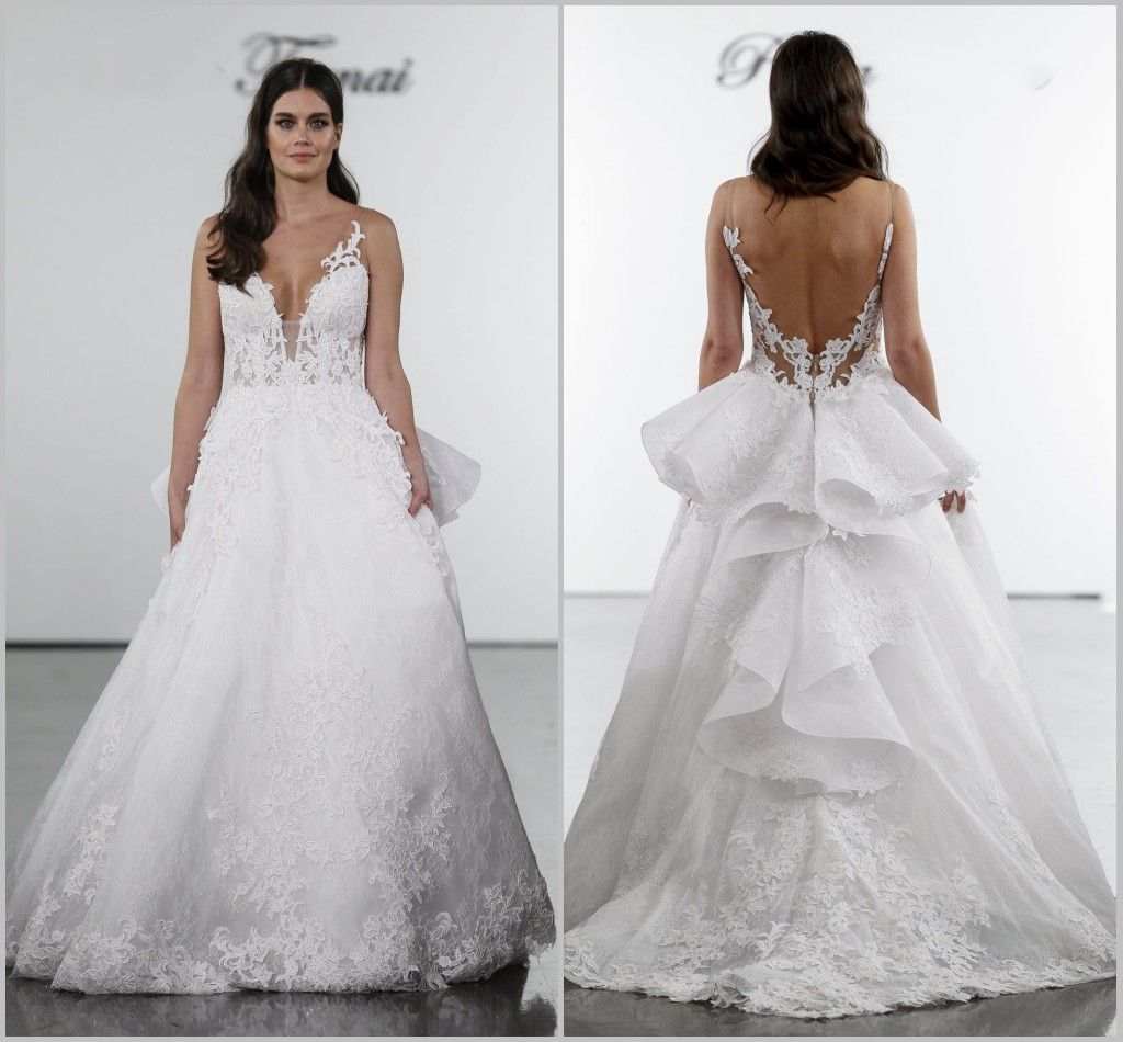 Discount Pnina Tornai 2019 Wedding Dresses Sexy V Neck Lace