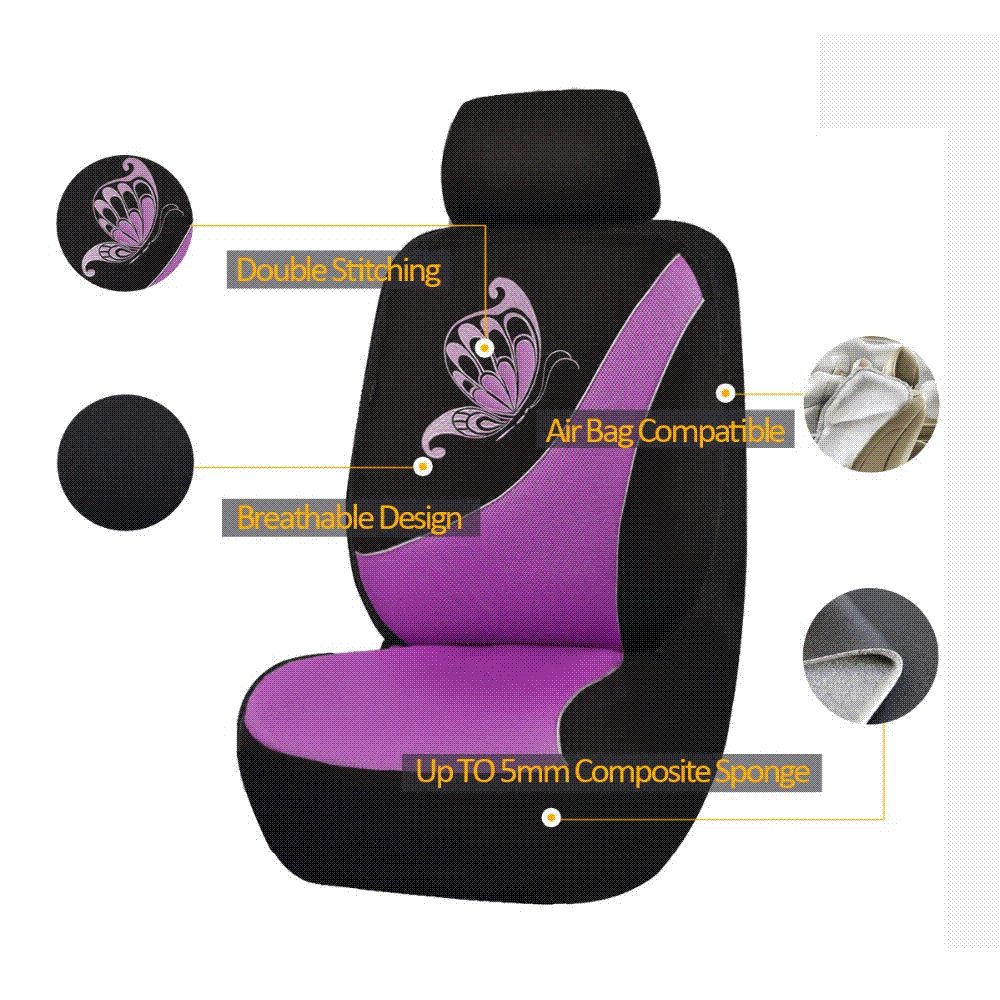 Flyingbanner Erfly Printing Breathable Sandwich Cloth Car Seat Cover Universal Fit Most Vehicles Pink Styling