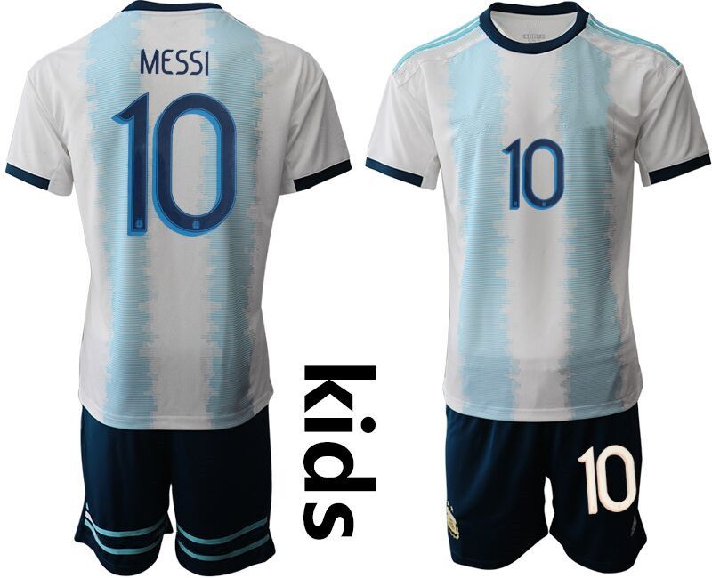 2021 10 Messi Kids Football Kits 2019 Argentina Home Children Soccer