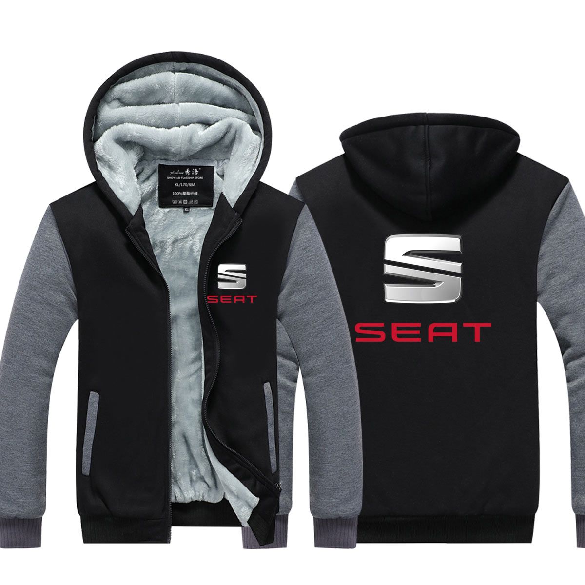 2021 SEAT Hoodie Car Logo Printed Cashmere Hoodies Cotton Coat Winter Thicken Fleece Sweatshirt