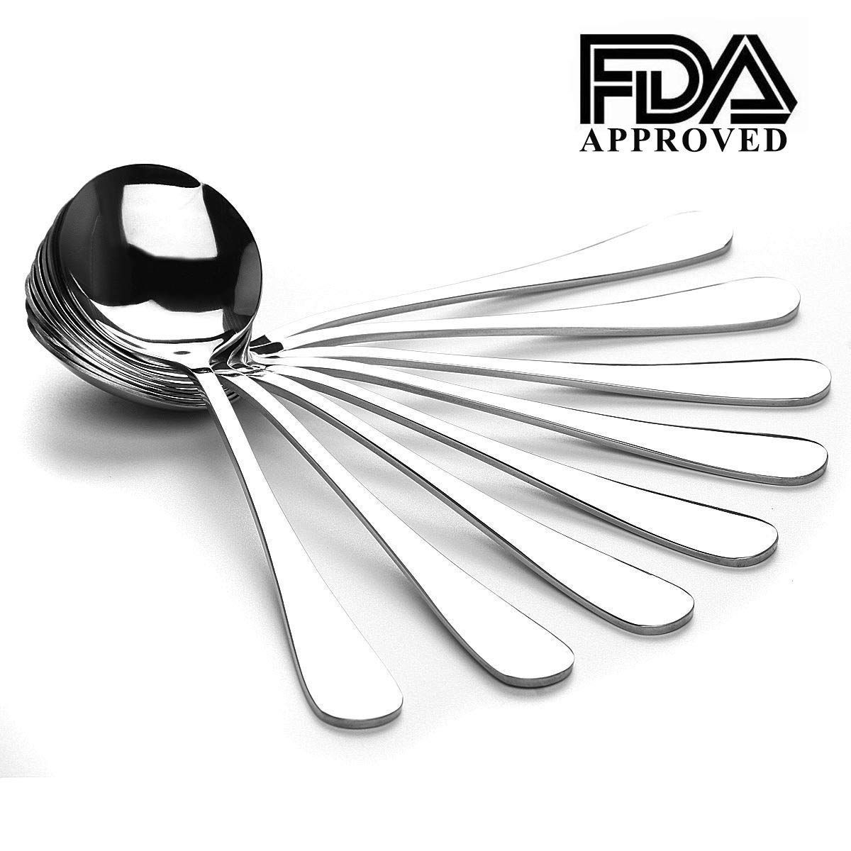 7.6inch Large Soup Spoons/Stainless Steel Bouillion Spoons Soup Spoons