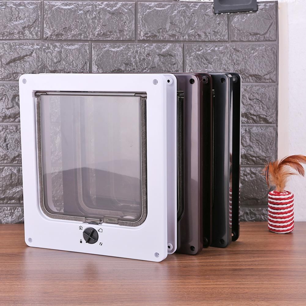 2020 4 Way Lockable Dog Cat Kitten Door ABS Plastic Animal ...