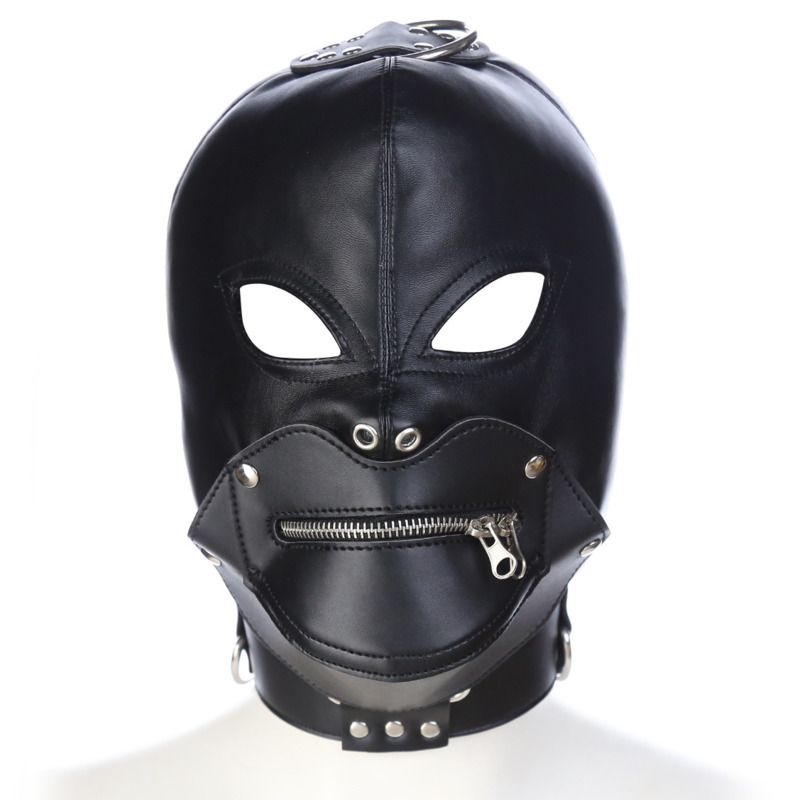 Sexy Face Mask Exotic Hood Face Mask For Women Sex PU Leather BDSM ...