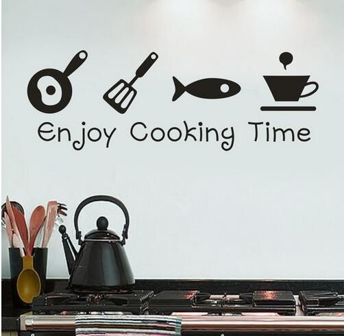 2019 Cartoon Enjoy Cooking Time Kitchen Wall Sticker Pvc Living Room