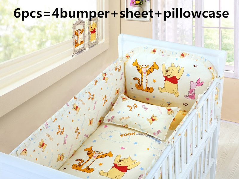 Promotion 6 Baby Bedding Set Cotton Curtain Crib Bumper Cot 6 Baby Bedding Set Cotton Curtain Crib Bumper Cot Sets Bed Duvet Cover 120 60 70cm White Queen Comforter