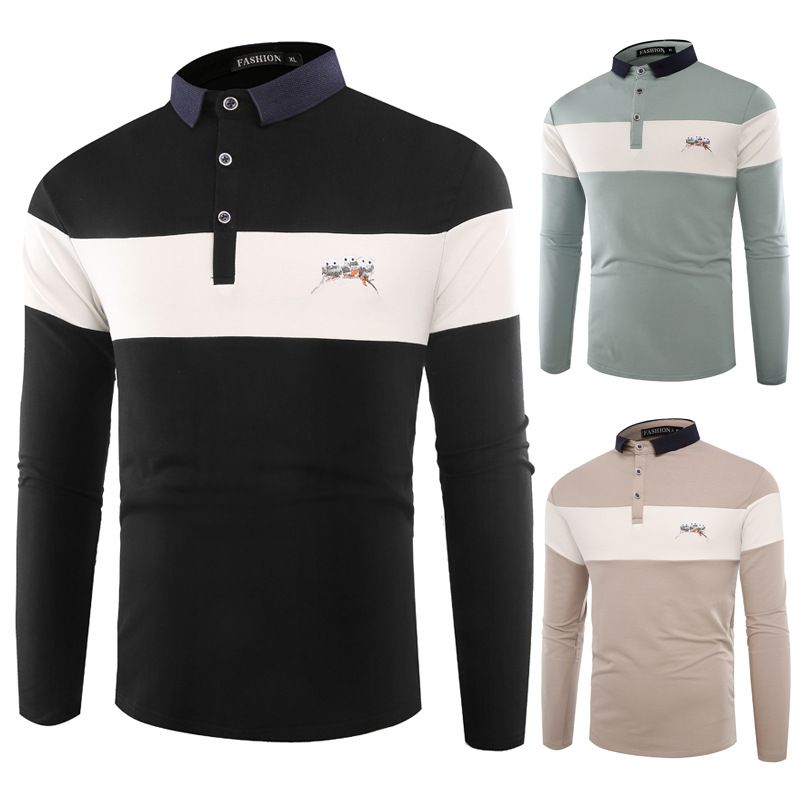 2019 Men S Fashion Polo Shirts Long Sleeved Polo Shirt With Color