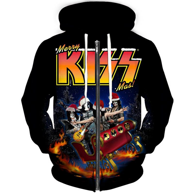 2020 Kiss Jackets 3d Hoodies Zipper Hooded Jacket Men Women Kiss Band
