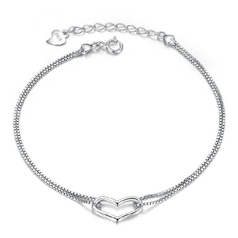 Wholesale Heart Shaped Heart Shaped Bracelet Double Line Love Diamond