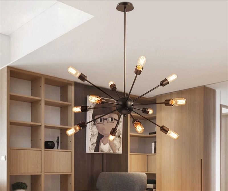 Nordic Simple Iron Pendant Lamp Dining Room Living Bedroom Creative Light American Retro Bar Cafe Wrought Fireworks Led Chandelier