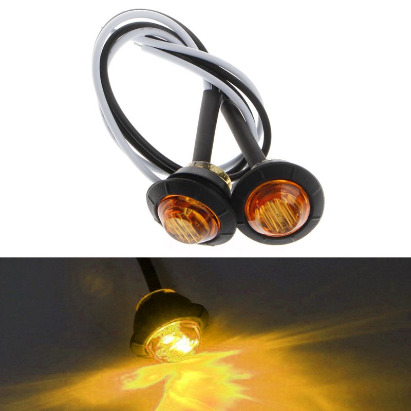 10X Mini 12V DC Amber 3//4/" Round Side 3 LED Marker Trailer Bullet License Light
