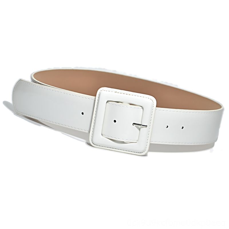 New Belts Belts & Accessories Fashion Lady Wide White Belt Square Pin