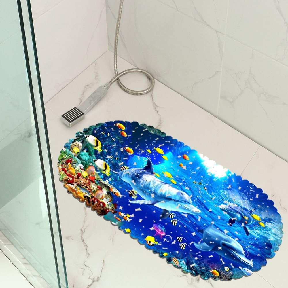 2021 INS Underwater World Bath Mat Anti Slip Mat Bathtub Toilet Suction