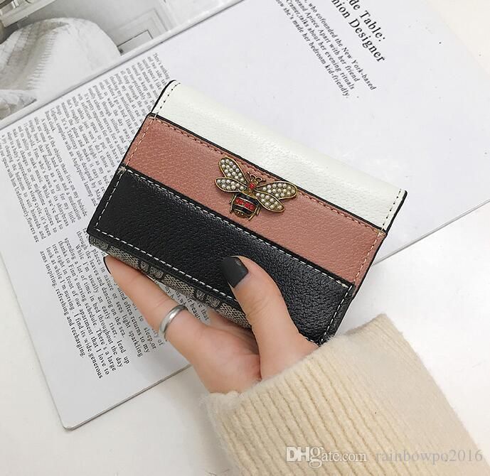 Factory Wholesale Brand Women Bag Personalized Diamond Women Wallet Folding Contrast Leather ...