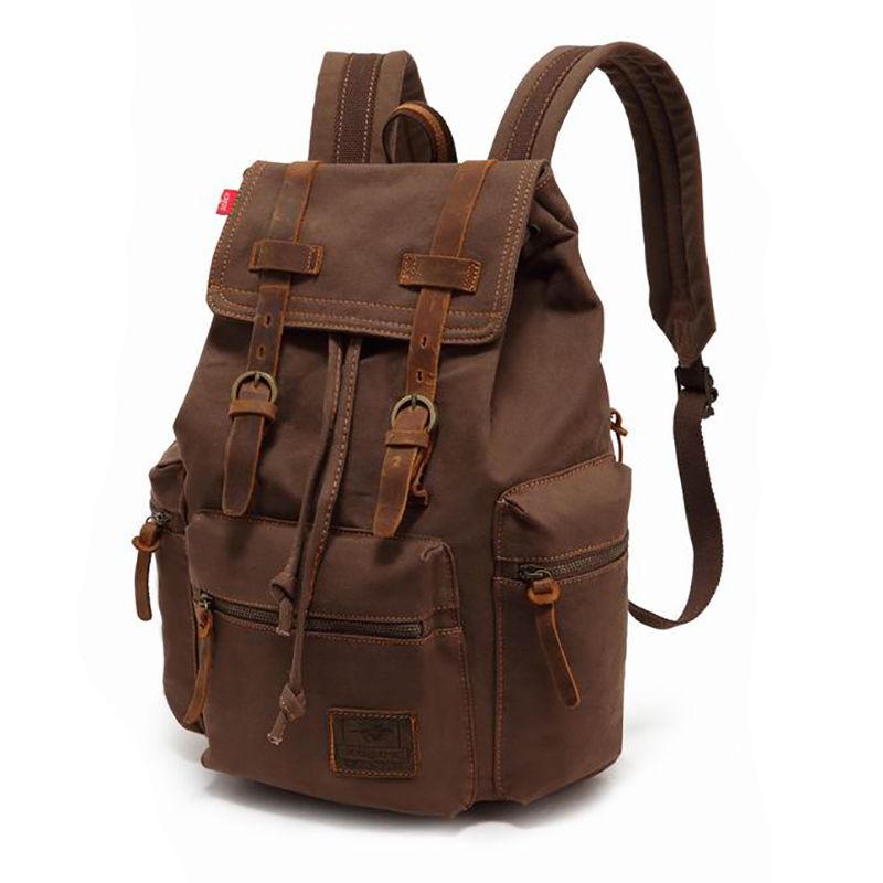 Vintage Backpacks For Men'S High Quality Canvas Casual Backpack Male 15