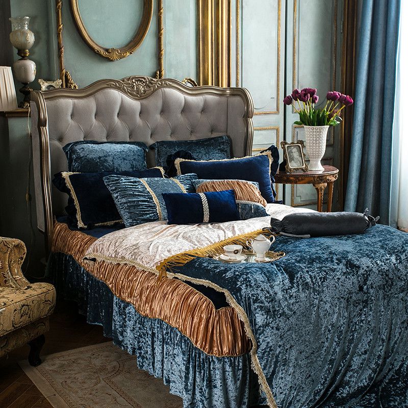 4 Fleece Warm Bedding Set Luxury Queen King Size Bed Set Duvet Cover