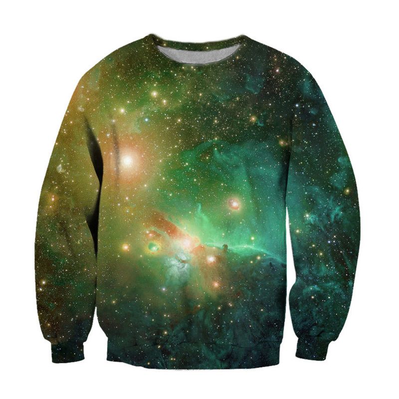 Men Zipper Hoodie Starry Sky Galaxy 3D Digital Full Print Casual Sweatshirts