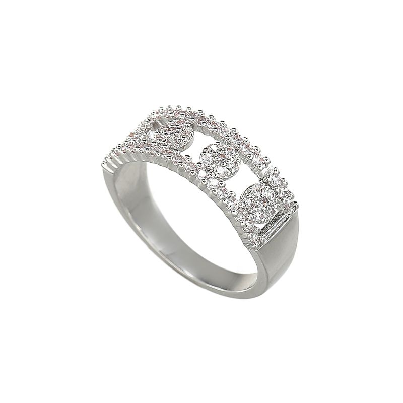 Zi Sen Cubic Zirconia Fashion Circle Silver Color Rings Irregular