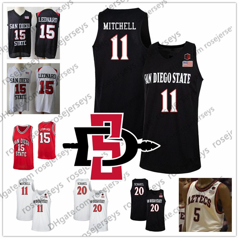 2019 2019 SDSU San Diego State Aztecs #15 Kawhi Leonard 11 Matt Mitchell 20 Schakel Black White 