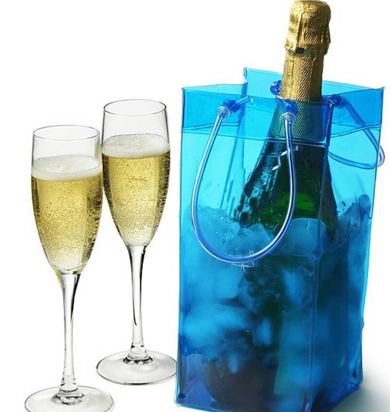 2021 Wine Ice Bag Durable Transparent PVC Champagne Wine Ice Bag Pouch