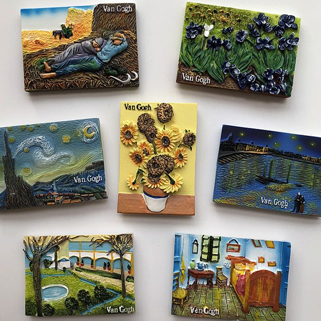 Van Gogh Famous Painting Sunflower Star Resin Refrigerator Stickers - van gogh famous painting sunflower star resin refrigerator stickers fridge magnets still life decoratio!   n ideas souvenir fortnite gifts design magnets design