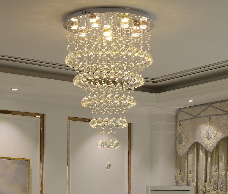 Modern Simple Double Building Crystal Chandelier Villa Stairway Long Modern Simple Double Building Crystal Chandelier Villa Stairway Long Hotel Engineering Hall Llfa Wrought Iron Chandeliers