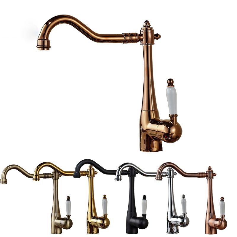 Free One Hole Swivel Spout Kitchen Sink Faucet Deck Mounted Single Handle Hot And Cold Water Mixers