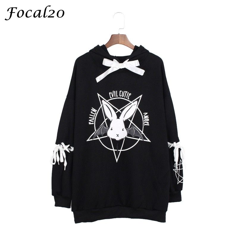 Focal20 Harajuku Pentagram Print Lace Up Frauen Fleece Hoodies Gothic Punk Oversize Samt Kapuzenpullover Pullover Streetwear Focal20 Harajuku Pentagram Print Lace Up Frauen Fleece Hoodies Gothic Punk Oversize Samt Kapuzenpullover Pullover Streetwear