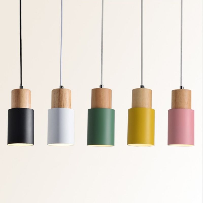 Home Decor Modern Hanging Lamp European Simple Wood Base Led Color