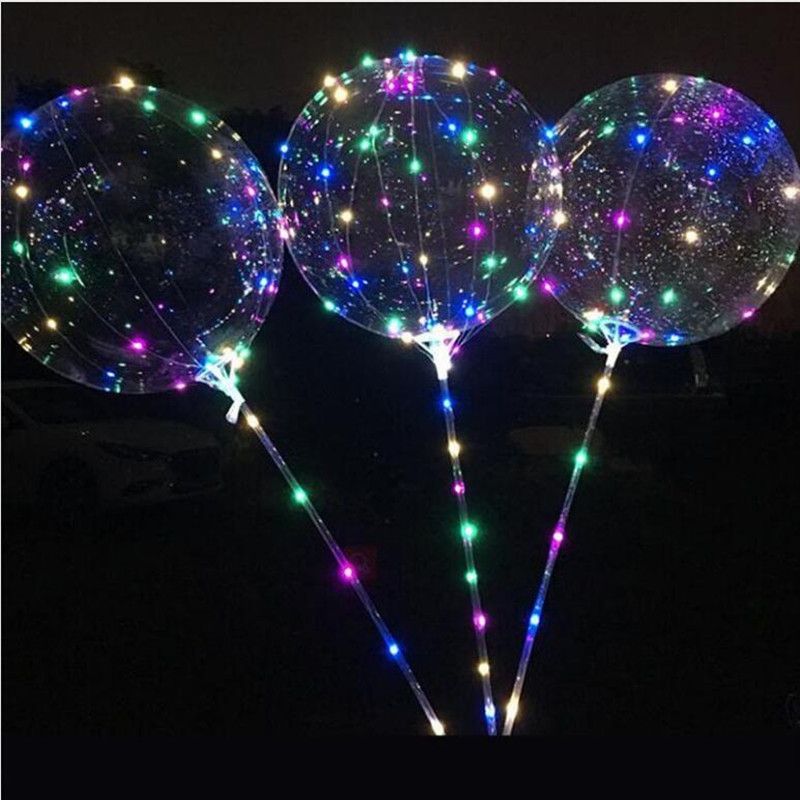 LED Flashing Bobo Ball With 70cm Stick 3M String Balloon Transparent