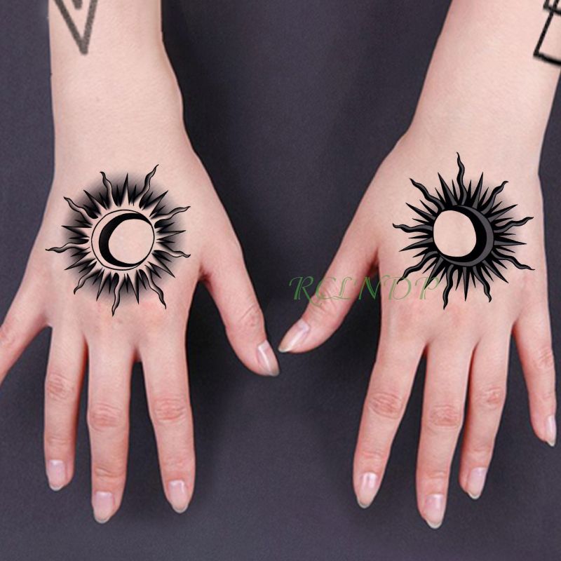 Waterproof Temporary Tattoo Stickers Sun Fixed Star Moon Fake Tatto Flash Tatoo Body Art Tattoos For Girl Women Men Kid