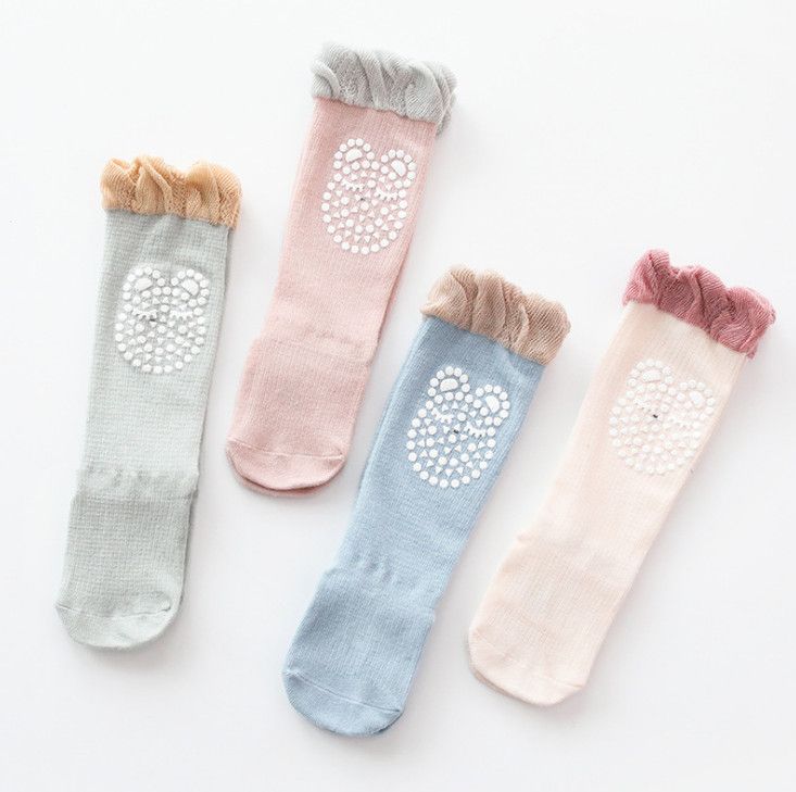 Baby Slipper Socks Toddler Knee High Long Socks Stockings Anti Slip Leg Warmer Walker Novelty Cartoon Socks for 6-24 Months Pack 6