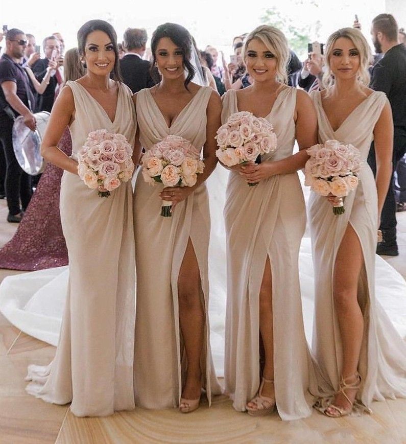 Elegant Plus Size Bridesmaids Dresses 2019 Cheap Country Mermaid V
