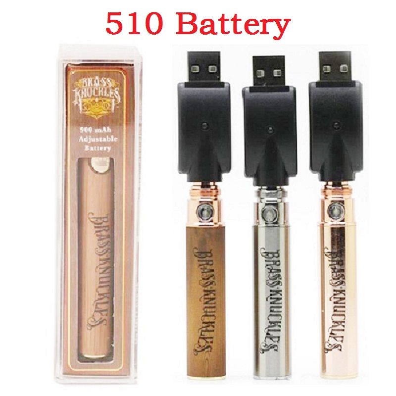 510 Battery Brass Knuckles Battery 650mah 900mah Gold Wooden Variable