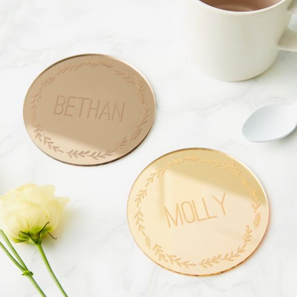 Personalized Wedding Coaster Acrylic Wooden Custom Name Coaster