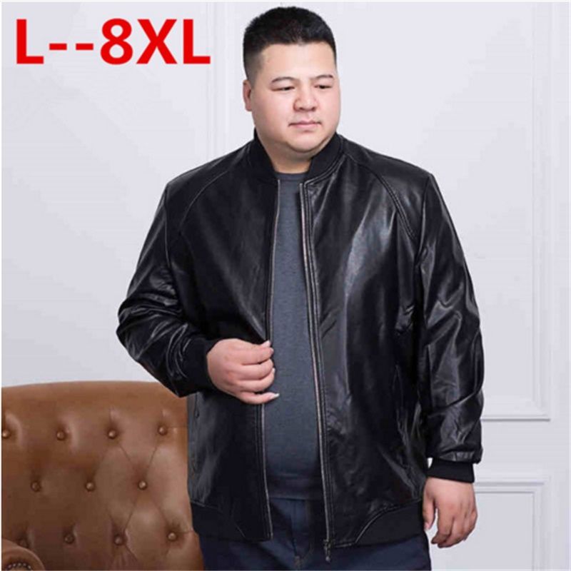 Plus Size 8xl 7xl New Pu Leather Jacket Men S Autumn Loose Fit Motorcycle With Zipper Casual Male Coat Outerwear Tops