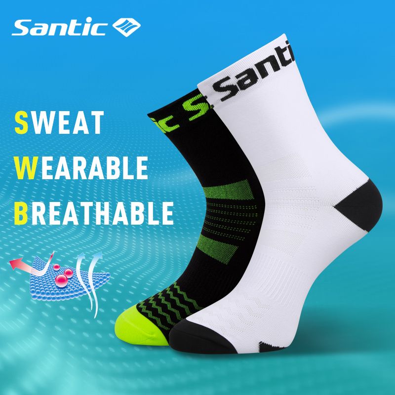 Santic Men Cycling Running Sport Socks Breathable One Size Anklet Socks 3 Pair