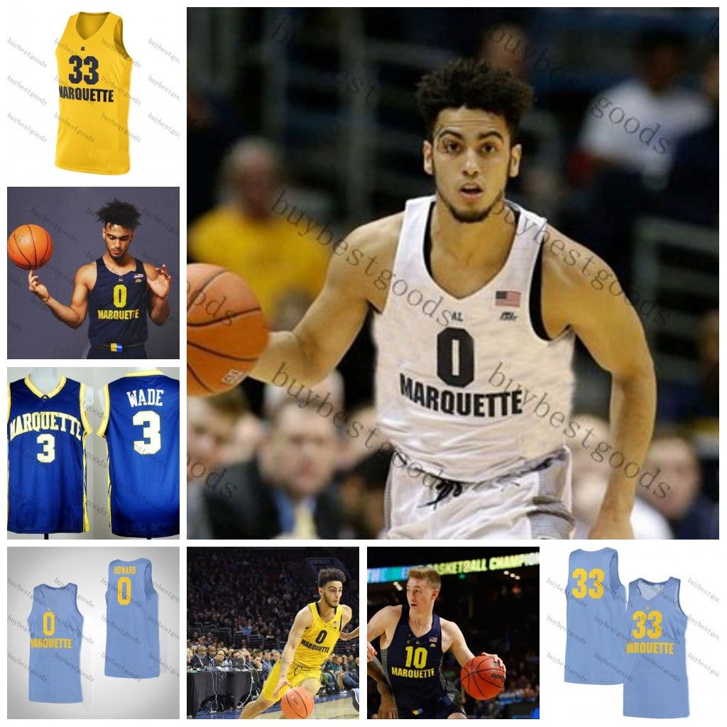 Custom Ncaa Marquette Golden Eagles 1 Bailey 0 Markus Howard 10 Sam Hauser 22 Joey Hauser 4 Theo John College Basketball Jerseys Any Name