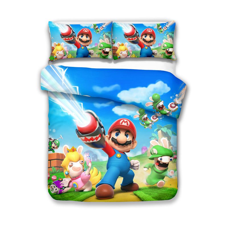 2020 Lovely Cartoon Super Mario 3DBedding Set Bedclothes Queen UK Size