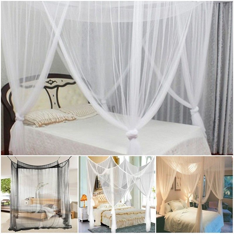 Mosquito Oversized Home Practical Nets Black White Beige Four Corner Post Bed Canopy Camping Net