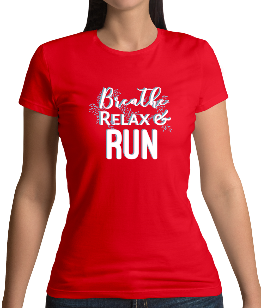 Atme Entspann Lauf Damen T Shirt Lustige Sprüche Yoga Relax Parcour