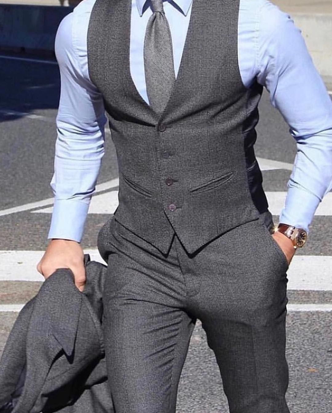 Gray Mens Suits Vests Tweed Groom Vest Waistcoat Izzue ...
