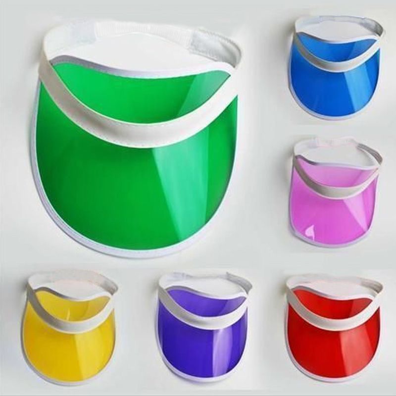 2021 Sun Visor 2019 Summer Transparent Colorful Plastic PVC Sun Visor