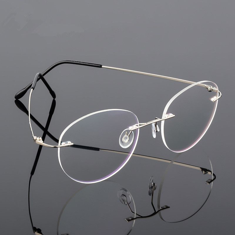 2021 Retro Round Foldable Ultra Light Memory Titanium Alloy Myopia Eyeglasses Rimless Elasticity