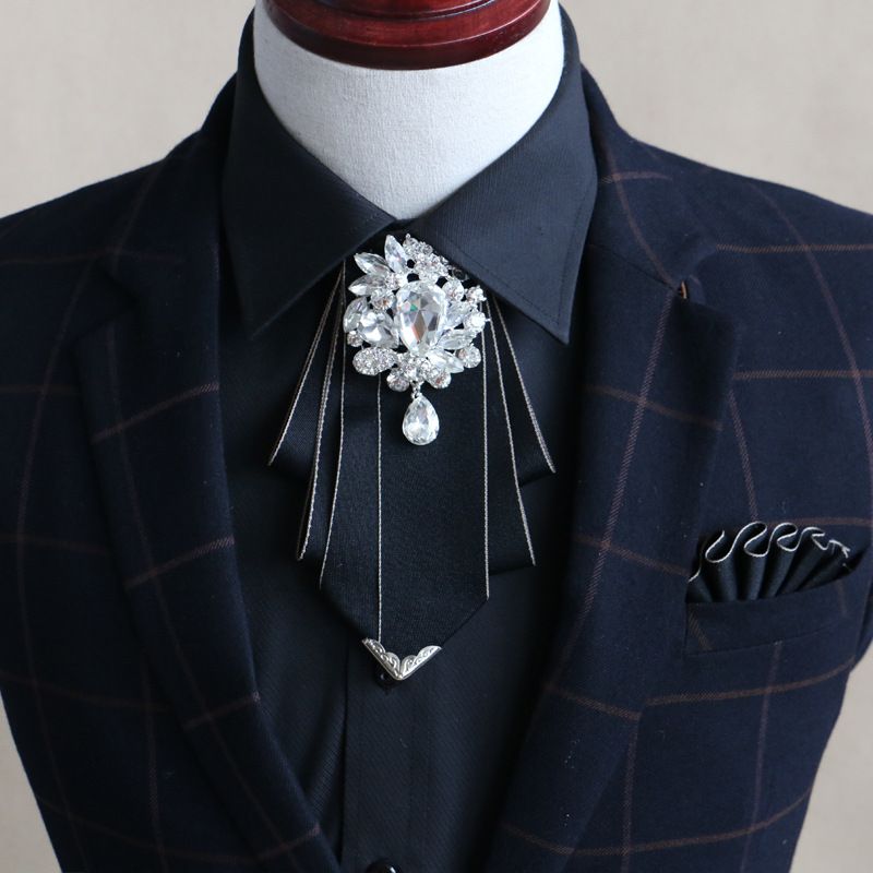 2019 Fashion Necktie Groom Diamond Pocket Square Bow Ties Wedding