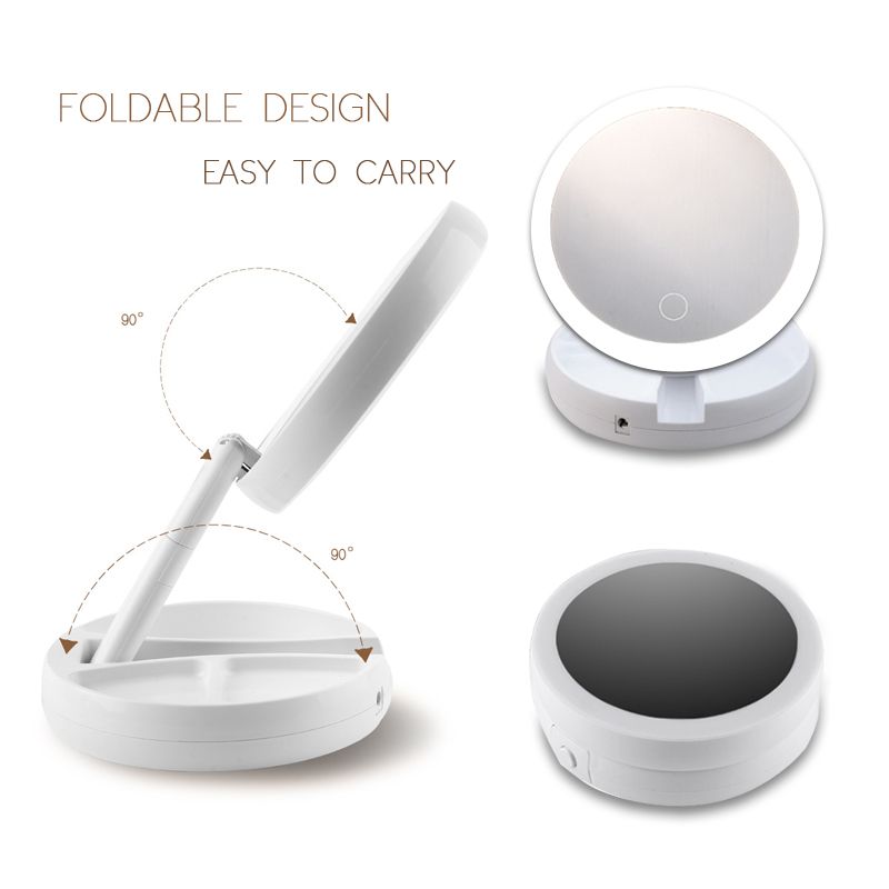 Portable Led Lighted Makeup Mirror Foldable Professional 10x Led Lighted Makeup Mirror Foldable