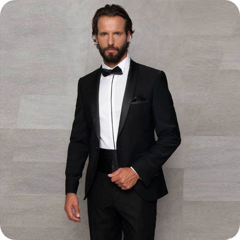Latest Coat Pant Designs Black Men Suits For Wedding Tuxedo Italy Men ...