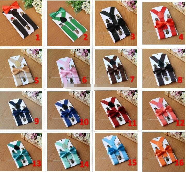 26 colors Kids Suspenders Bow Tie Set for 1-10T Baby Braces Elastic Y-back
