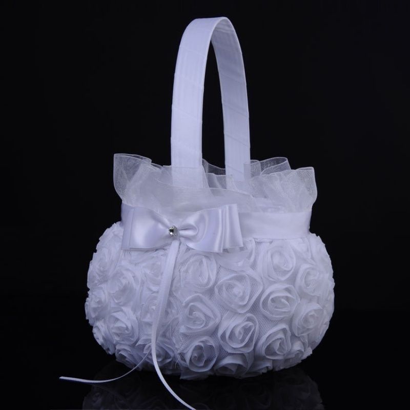 2019 Lovely Design Flower Basket For Wedding Ceremony Party Satin
